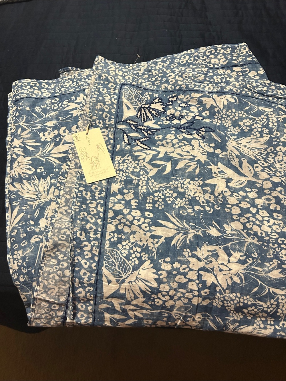 Joie blue and White Floral Cotton Scarf